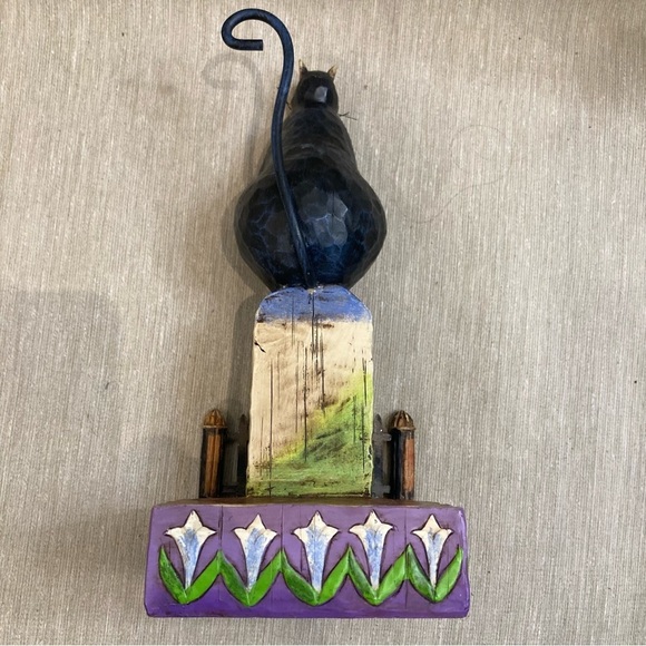 JIM SHORE Sleep Tight Cat On  a Tombstone With a Fence Resin - Picture 7 of 9